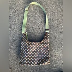 Orla Kiely Brown and Green Crossbody Bag with Unique Coffee Cup Pattern